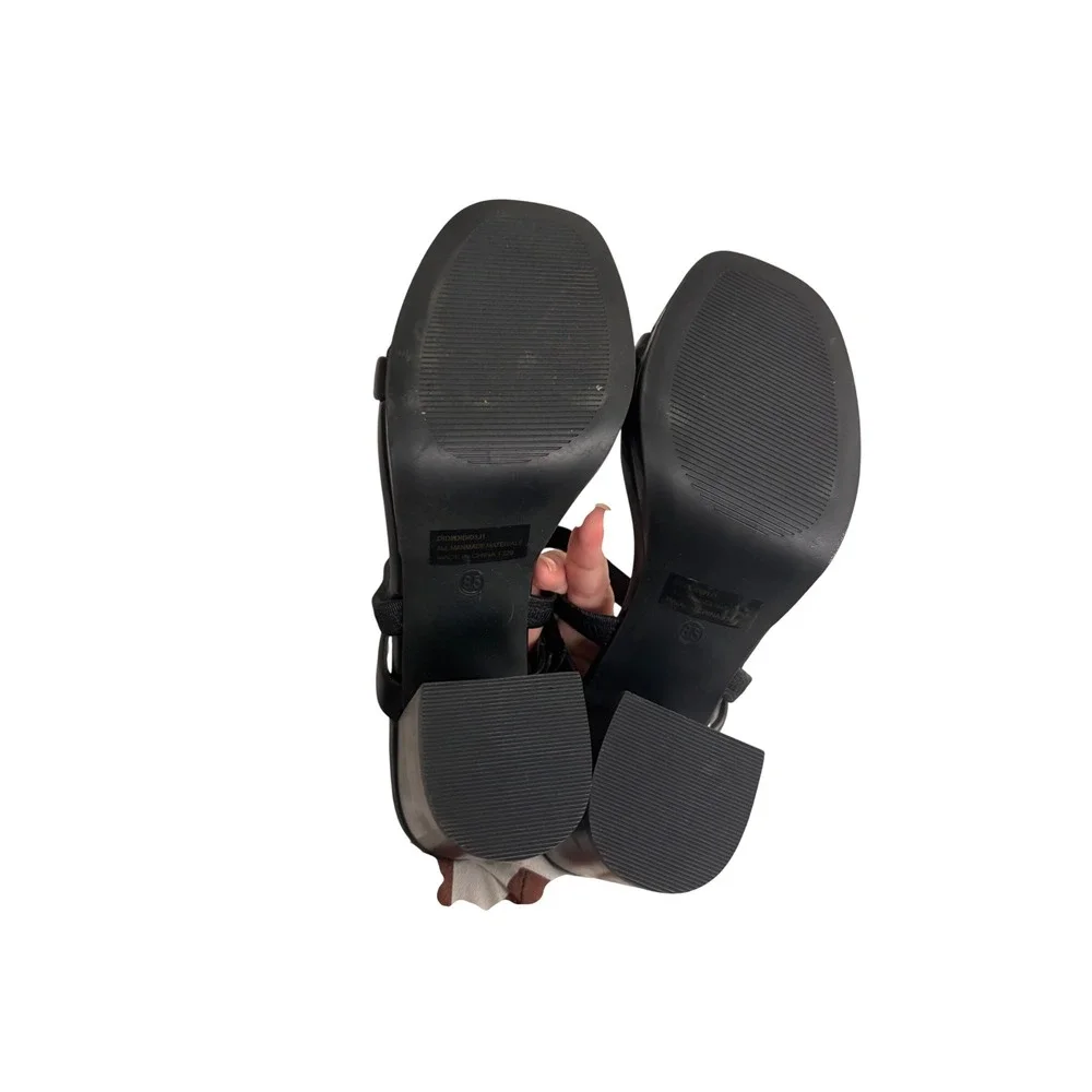 Madden Girl‎ Womens Black Platform Block Heel Multi Strap Sandals Size 8.5